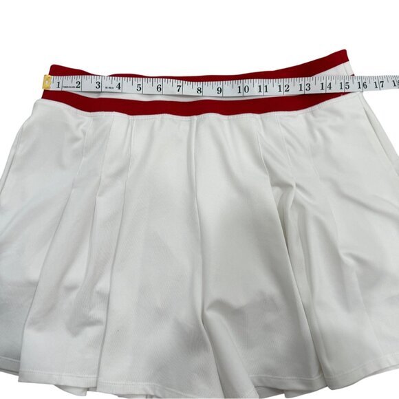 TuckerNuck White Pleated Tennis Skort With Red Waistband Womens Size L - Picture 4 of 8
